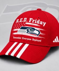 Seattle Seahawks NFL RED Friday Patriotic American Flag Remember Everyone Deployed Three Stripe Baseball Cap, Football Limited Edition Cap Seattle Seahawks Nfl Red Friday Patriotic American Flag Remember Everyone Deployed Three Stripe Baseball Cap