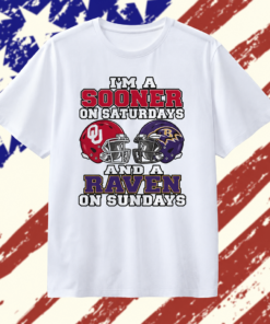 I’m an Oklahoma Sooner on Saturdays and a Baltimore Raven on Sundays 2 helmet NFL 2026 T Shirt, Trendy 2D Print Shirt I M AN Oklahoma Sooner ON Saturdays And A Baltimore Raven ON Sundays 2 Helmet Nfl 2026 T Shirt