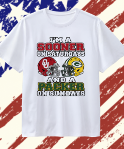 I’m an Oklahoma Sooner on Saturdays and a Green Bay Packer on Sundays 2 helmet NFL 2026 T Shirt, Trendy 2D Print Shirt I M AN Oklahoma Sooner ON Saturdays And A Green Bay Packer ON Sundays 2 Helmet Nfl 2026 T Shirt