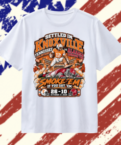 Tennessee Volunteers vs Alabama Crimson Tide settled in Knoxville smoke ’em if you got ’em T Shirt, Trendy 2D Print Shirt Tennessee Volunteers VS Alabama Crimson Tide Settled IN Knoxville Smoke EM IF You Got EM T Shirt