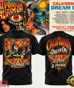 Aerosmith California Dream On 2026 Hollywood Bowl Graphic Special New T Shirt, Trending Music 3D Tee Aerosmith California Dream ON 2026 Hollywood Bowl Graphic Special New T Shirt