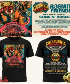 Aerosmith California Dream On 2026 Hollywood Bowl Graphic T Shirt, Trending Music 3D Tee Aerosmith California Dream ON 2026 Hollywood Bowl Graphic T Shirt