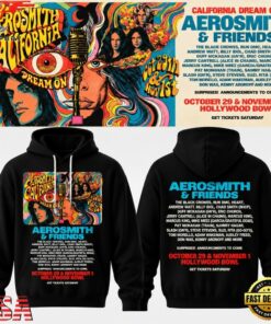 Aerosmith California Dream On Tour Black Hoodie, Trending Music 3D Tee Aerosmith California Dream ON Tour Black Hoodie
