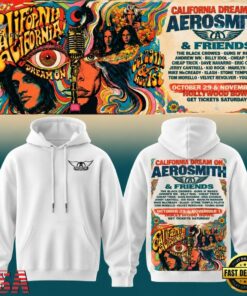Aerosmith California Dream On Tour White Hoodie, Trending Music 3D Tee Aerosmith California Dream ON Tour White Hoodie