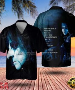Alice Cooper ALONG CAME A SPIDER Hawaiian Shirt, Music Fan Hawaiian Shirt Alice Cooper Along Came A Spider Hawaiian Shirt