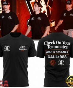 Anaheim Ducks Check On Your Teammates Black T Shirt, Viral 3D Graphic Tee Anaheim Ducks Check ON Your Teammates Black T Shirt