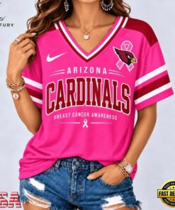Arizona Cardinals 2026 NFL Pink Breast Cancer Awareness V neck T Shirt, NFL Team V Neck Tee Arizona Cardinals 2026 Nfl Pink Breast Cancer Awareness V Neck T Shirt