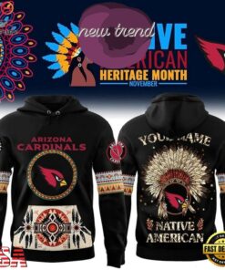 Arizona Cardinals Native American Heritage Month Custom Name Hoodie, Viral 3D Graphic Tee Arizona Cardinals Native American Heritage Month Custom Name Hoodie