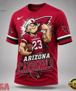 Arizona Cardinals NFL Popeye Bold Cartoon Athletes 3D T Shirt, Sports Fans 3D Shirt Arizona Cardinals Nfl Popeye Bold Cartoon Athletes 3D T Shirt