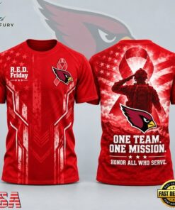 Arizona Cardinals NFL RED Friday One Team One Mission Patriotic Soldier Tribute T Shirt, Sports Fans 3D Shirt Arizona Cardinals Nfl Red Friday One Team One Mission Patriotic Soldier Tribute T Shirt