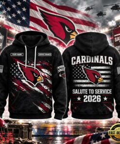 Arizona Cardinals Salute To Service 2026 Camo Personalized Hoodie, Viral 3D Graphic Tee Arizona Cardinals Salute TO Service 2026 Camo Personalized Hoodie