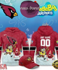 Arizona Cardinals x SpongeBob Limited Edition Personalized Hoodie, Viral 3D Graphic Tee Arizona Cardinals X Spongebob Limited Edition Personalized Hoodie