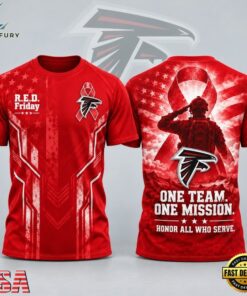 Atlanta Falcons NFL RED Friday One Team One Mission Patriotic Soldier Tribute T Shirt, Sports Fans 3D Shirt Atlanta Falcons Nfl Red Friday One Team One Mission Patriotic Soldier Tribute T Shirt