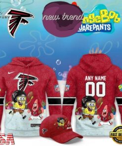 Atlanta Falcons x SpongeBob Limited Edition Personalized Hoodie, Viral 3D Graphic Tee Atlanta Falcons X Spongebob Limited Edition Personalized Hoodie