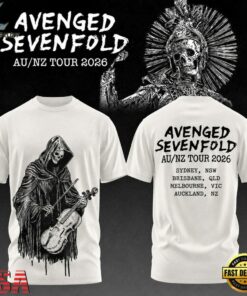 Avenged Sevenfold AUSNZ Tour 2026 White T Shirt, Trending Music 3D Tee Avenged Sevenfold Ausnz Tour 2026 White T Shirt