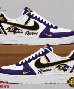 Baltimore Ravens 2026 NFL Team Air Force 1 Shoes Sneakers, NFL Fan AF1 Shoes Baltimore Ravens 2026 Nfl Team Air Force 1 Shoes Sneakers