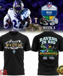 Baltimore Ravens 2026 Rio De Janeiro Game Black T Shirt, Viral 3D Graphic Tee Baltimore Ravens 2026 Rio DE Janeiro Game Black T Shirt