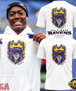 Baltimore Ravens Crowned Logo 2026 White Custom Name T Shirt, Viral 3D Graphic Tee Baltimore Ravens Crowned Logo 2026 White Custom Name T Shirt