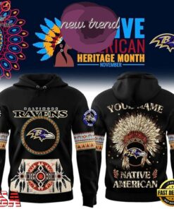 Baltimore Ravens Native American Heritage Month Custom Name Hoodie, Viral 3D Graphic Tee Baltimore Ravens Native American Heritage Month Custom Name Hoodie