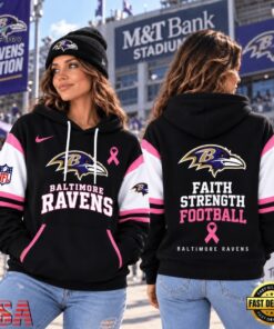 Baltimore Ravens NFL Breast Cancer Awareness Hoodie, Faith Strength Football 3D Shirt, Sports Fans 3D Shirt Baltimore Ravens Nfl Breast Cancer Awareness Hoodie Faith Strength Football 3D Shirt