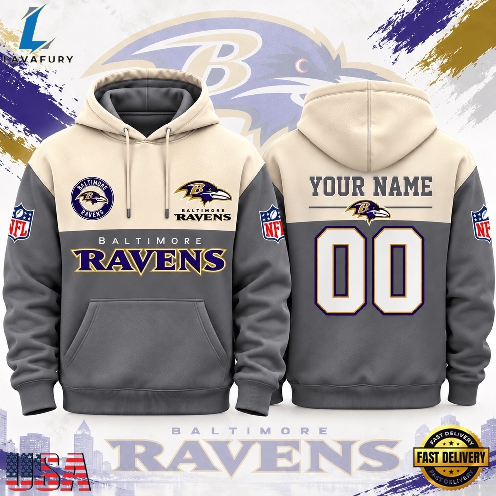 Baltimore Ravens NFL Custom Varsity Colorblock Pullover Hoodie, Sports Fans 3D Shirt Baltimore Ravens Nfl Custom Varsity Colorblock Pullover Hoodie