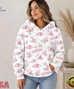 Baltimore Ravens NFL Pink Floral Team Pride Hoodie Shirt, Sports Fans 3D Shirt Baltimore Ravens Nfl Pink Floral Team Pride Hoodie Shirt