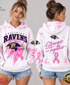 Baltimore Ravens NFL Pink Ribbon Stronger Together Breast Cancer Awareness Hoodie, Sports Fans 3D Shirt Baltimore Ravens Nfl Pink Ribbon Stronger Together Breast Cancer Awareness Hoodie