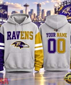 Baltimore Ravens NFL Two Tone Colorblock Varsity Hoodie, Sports Fans 3D Shirt Baltimore Ravens Nfl Two Tone Colorblock Varsity Hoodie