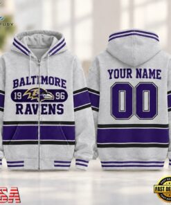 Baltimore Ravens NFL Varsity Stripe Zip Hoodie, Sports Fans 3D Shirt Baltimore Ravens Nfl Varsity Stripe Zip Hoodie