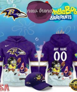 Baltimore Ravens x SpongeBob Limited Edition Personalized Hoodie, Viral 3D Graphic Tee Baltimore Ravens X Spongebob Limited Edition Personalized Hoodie