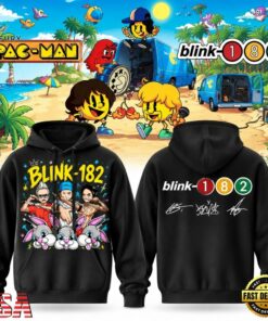 Blink 182 x PAC MAN Black Hoodie, Trending Music 3D Tee Blink 182 X Pac Man Black Hoodie