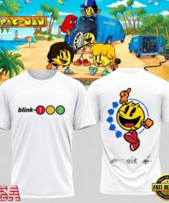 Blink 182 x PAC MAN White T Shirt, Trending Music 3D Tee Blink 182 X Pac Man White T Shirt