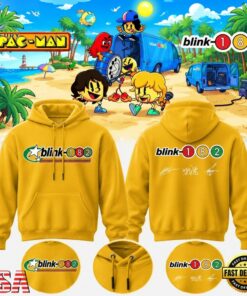 Blink 182 x PAC MAN Yellow Hoodie, Trending Music 3D Tee Blink 182 X Pac Man Yellow Hoodie