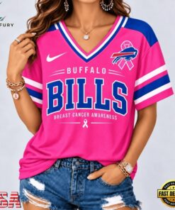 Buffalo Bills 2026 NFL Pink Breast Cancer Awareness V neck T Shirt, NFL Team V Neck Tee Buffalo Bills 2026 Nfl Pink Breast Cancer Awareness V Neck T Shirt