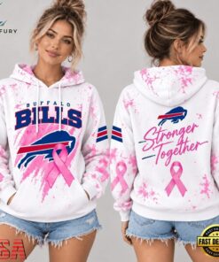 Buffalo Bills NFL Pink Ribbon Stronger Together Breast Cancer Awareness Hoodie, Sports Fans 3D Shirt Buffalo Bills Nfl Pink Ribbon Stronger Together Breast Cancer Awareness Hoodie