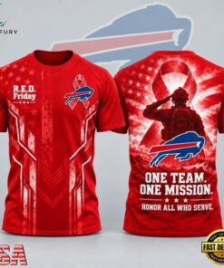 Buffalo Bills NFL RED Friday One Team One Mission Patriotic Soldier Tribute T Shirt, Sports Fans 3D Shirt Buffalo Bills Nfl Red Friday One Team One Mission Patriotic Soldier Tribute T Shirt