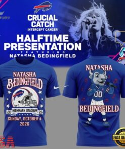 Buffalo Bills x Natasha Bedingfield Crucial Catch Intercept Cancer 2026 Blue Shirt, Viral 3D Graphic Tee Buffalo Bills X Natasha Bedingfield Crucial Catch Intercept Cancer 2026 Blue Shirt