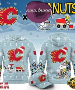Calgary Flames x Peanuts 2026 Christmas Limited Edition Hoodie, Viral 3D Graphic Tee Calgary Flames X Peanuts 2026 Christmas Limited Edition Hoodie