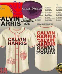 Calvin Harris North America Tour 2027 White Baseball Jersey, Music Artist Baseball Jersey Calvin Harris North America Tour 2027 White Baseball Jersey
