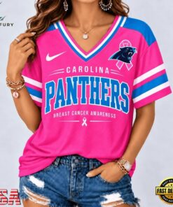 Carolina Panthers 2026 NFL Pink Breast Cancer Awareness V neck T Shirt, NFL Team V Neck Tee Carolina Panthers 2026 Nfl Pink Breast Cancer Awareness V Neck T Shirt