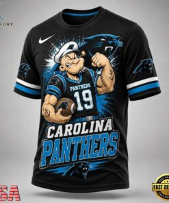 Carolina Panthers NFL Popeye Bold Cartoon Athletes 3D T Shirt, Sports Fans 3D Shirt Carolina Panthers Nfl Popeye Bold Cartoon Athletes 3D T Shirt