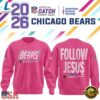 Chicago Bears Crucial Catch Follow Jesus 2026 Pink Sweatshirt, Viral 3D Graphic Tee Chicago Bears Crucial Catch Follow Jesus 2026 Pink Sweatshirt