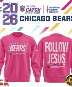 Chicago Bears Crucial Catch Follow Jesus 2026 Pink Sweatshirt, Viral 3D Graphic Tee Chicago Bears Crucial Catch Follow Jesus 2026 Pink Sweatshirt