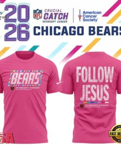 Chicago Bears Crucial Catch Follow Jesus 2026 Pink T Shirt, Viral 3D Graphic Tee Chicago Bears Crucial Catch Follow Jesus 2026 Pink T Shirt