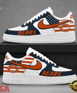Chicago Bears NFL American Flag Football Team Limited Air Force 1 Shoes Sneakers, NFL Fan AF1 Shoes Chicago Bears Nfl American Flag Football Team Limited Air Force 1 Shoes Sneakers