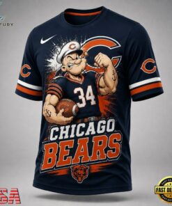 Chicago Bears NFL Popeye Bold Cartoon Athletes 3D T Shirt, Sports Fans 3D Shirt Chicago Bears Nfl Popeye Bold Cartoon Athletes 3D T Shirt