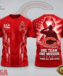 Chicago Bears NFL RED Friday One Team One Mission Patriotic Soldier Tribute T Shirt, Sports Fans 3D Shirt Chicago Bears Nfl Red Friday One Team One Mission Patriotic Soldier Tribute T Shirt
