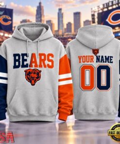 Chicago Bears NFL Two Tone Colorblock Varsity Hoodie, Sports Fans 3D Shirt Chicago Bears Nfl Two Tone Colorblock Varsity Hoodie