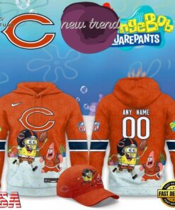 Chicago Bears x SpongeBob Limited Edition Personalized Hoodie, Viral 3D Graphic Tee Chicago Bears X Spongebob Limited Edition Personalized Hoodie