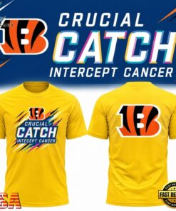 Cincinnati Bengals 2026 NFL Crucial Catch Yellow T Shirt, Viral 3D Graphic Tee Cincinnati Bengals 2026 Nfl Crucial Catch Yellow T Shirt
